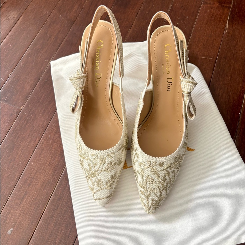 Dior Cream Slingback Women's Shoes